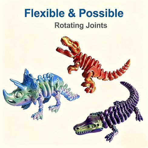 9 Pcs 3D Printed Dinosaur Toys,3D Printed Animals Fidget Toys Full Body Joint Movable Design Home Office Desk Decor Party Favors Birthday Gift in Kuwait