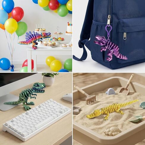 9 Pcs 3D Printed Dinosaur Toys,3D Printed Animals Fidget Toys Full Body Joint Movable Design Home Office Desk Decor Party Favors Birthday Gift in Kuwait