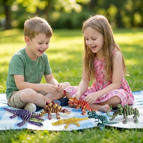 9 Pcs 3D Printed Dinosaur Toys,3D Printed Animals Fidget Toys Full Body Joint Movable Design Home Office Desk Decor Party Favors Birthday Gift in Kuwait
