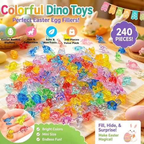 240 PCS Mini Dinosaur Toys for Kids, Counting and Sorting Dinosaur Counters, Preschool Math Manipulatives for STEM Activities, Educational Learning Toy Set, Easter Egg Fillers with Storage Box in Kuwait