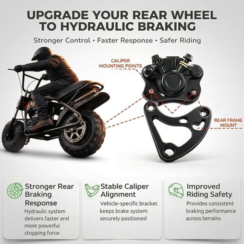دراجة صغيرة إلى ATV طقم فرامل هيدروليكية لـ FRP GMB100 98cc، Motovox MBX10 Monster Mega Moto MM80 80cc لـ Coleman CT100U CC100X؛ طقم تحويل مثبت بمسامير فولاذية شديدة التحمل in Kuwait