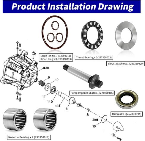 Jet Pump Impeller Shaft & Bearing Seal Kit for Sea-Doo GTI GTX XP 3D 4D GSX LRV RX DI/RFI/Limited/LE/LE RFI/RFIRebuild Kit in Kuwait