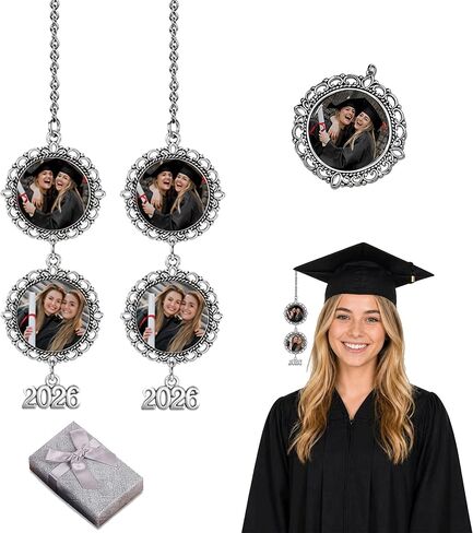 2026 Custom Graduate Photo Charm Tassel for Graduation Cap Decorations, Personalized Memorial Picture Charm for Cap and Gown 2026 Graduation Ceremony Gift in Kuwait