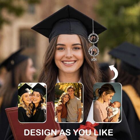 2026 Custom Graduate Photo Charm Tassel for Graduation Cap Decorations, Personalized Memorial Picture Charm for Cap and Gown 2026 Graduation Ceremony Gift in Kuwait
