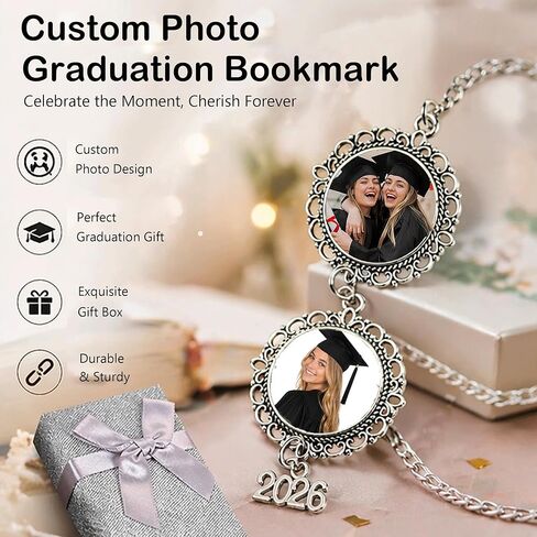 2026 Custom Graduate Photo Charm Tassel for Graduation Cap Decorations, Personalized Memorial Picture Charm for Cap and Gown 2026 Graduation Ceremony Gift in Kuwait
