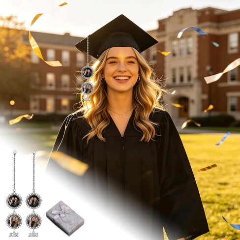 2026 Custom Graduate Photo Charm Tassel for Graduation Cap Decorations, Personalized Memorial Picture Charm for Cap and Gown 2026 Graduation Ceremony Gift in Kuwait