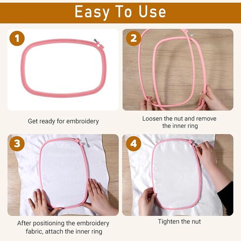 5 Size Rectangular Embroidery Hoops Set, Reusable Cross Stitch Hoops, ABS Plastic Candy Color Embroidery Hoop, Frames Rings for DIY Craft Sewing Project Needlework in Kuwait
