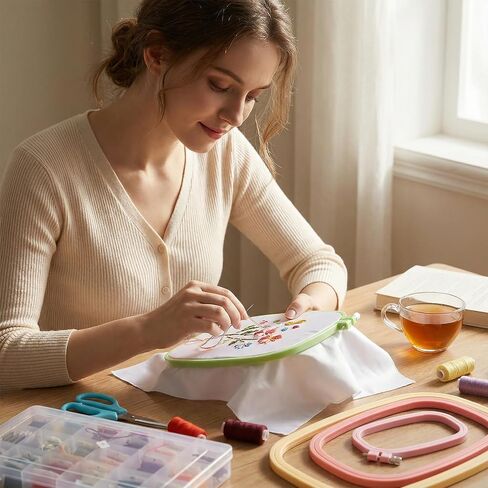5 Size Rectangular Embroidery Hoops Set, Reusable Cross Stitch Hoops, ABS Plastic Candy Color Embroidery Hoop, Frames Rings for DIY Craft Sewing Project Needlework in Kuwait