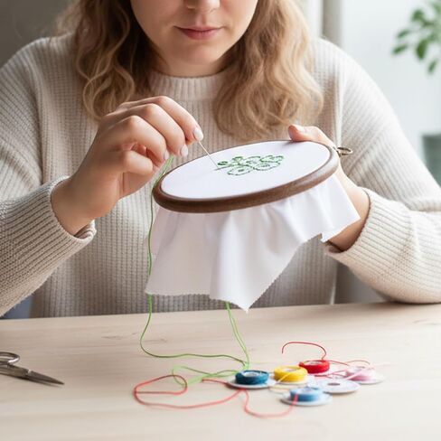 2Pcs Small Embroidery Hoop 4.7in, Imitated Wood Embroidery Hoop, Cross Stitch Hoops Embroiderys Frame for Art Craft Sewing Handy DIY Ornaments Decoration in Kuwait