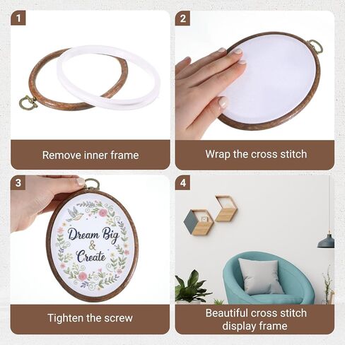 2Pcs Small Embroidery Hoop 4.7in, Imitated Wood Embroidery Hoop, Cross Stitch Hoops Embroiderys Frame for Art Craft Sewing Handy DIY Ornaments Decoration in Kuwait