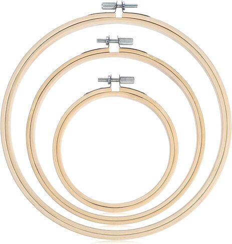 3 Pieces Wooden Embroidery Hoops, 4/6/8 Inch Embroidery Hoop Bamboo Adjustable Cross Stitch Hoops for Art Craft Sewing and DIY Decoration in Kuwait