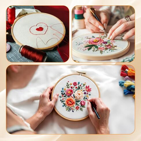 3 Pieces Wooden Embroidery Hoops, 4/6/8 Inch Embroidery Hoop Bamboo Adjustable Cross Stitch Hoops for Art Craft Sewing and DIY Decoration in Kuwait