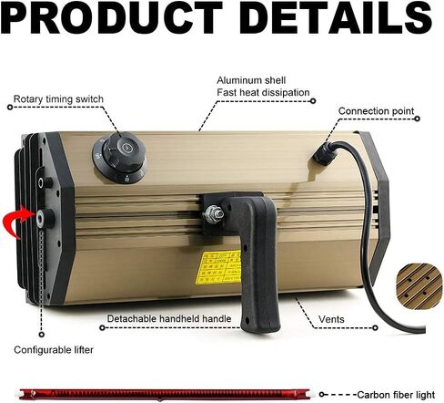 DATOUBOSS 2000W Handheld Infrared Paint Curing Lamp Shortwave Paint Drying Lamp 110V Car Infrared Paint Heating Lamp for Car Body Repair Tool in Kuwait