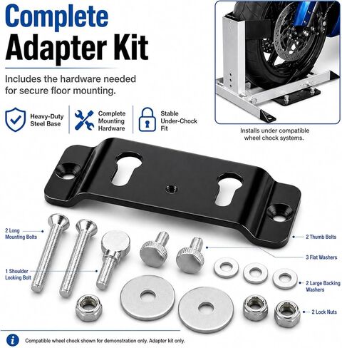 TK-3000 Trailer-Stop Adapter Kit, Quick Connect Floor Mount Bracket for Motorcycle Wheel Chock System, Reinforced Steel Base for Trailer Use in Kuwait