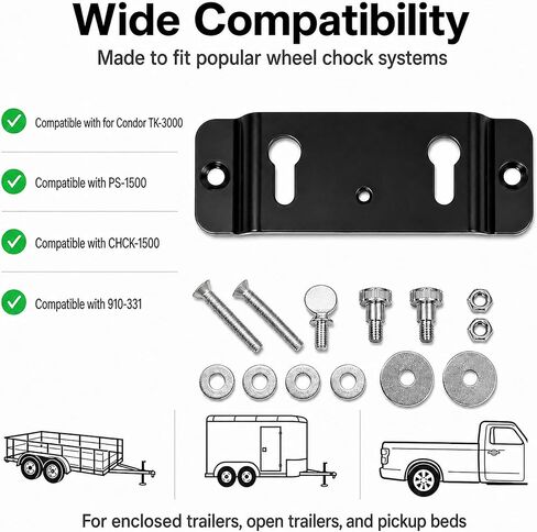 TK-3000 Trailer-Stop Adapter Kit, Quick Connect Floor Mount Bracket for Motorcycle Wheel Chock System, Reinforced Steel Base for Trailer Use in Kuwait