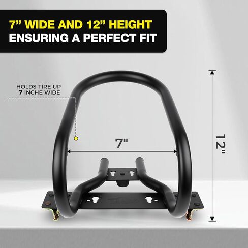 7" Motorcycle Wheel Chock Steel for E-Track System with 2"x15’ E Track Ratchet Straps 2 Pack(Black) in Kuwait
