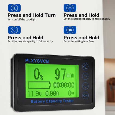 شاشة بطارية 500 أمبير مع تحويلة، شاشة LCD خلفية RV، إنذار قابل للبرمجة بجهد عالي ومنخفض، شاشة بطارية 10 فولت - 120 فولت لدراجة نارية RV وعربة الغولف والشاحنات والقوارب ولوحة شمسية in Kuwait