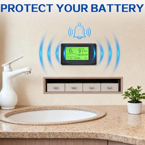 شاشة بطارية 500 أمبير مع تحويلة، شاشة LCD خلفية RV، إنذار قابل للبرمجة بجهد عالي ومنخفض، شاشة بطارية 10 فولت - 120 فولت لدراجة نارية RV وعربة الغولف والشاحنات والقوارب ولوحة شمسية in Kuwait