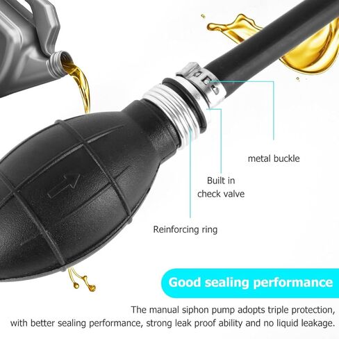 Fuel Transfer Pump Manual Suction Pump Hand Water Transfer with 8mm Soft Hose for Gasoline Diesel Fuel Liquid Water Fish Tank Black in Kuwait