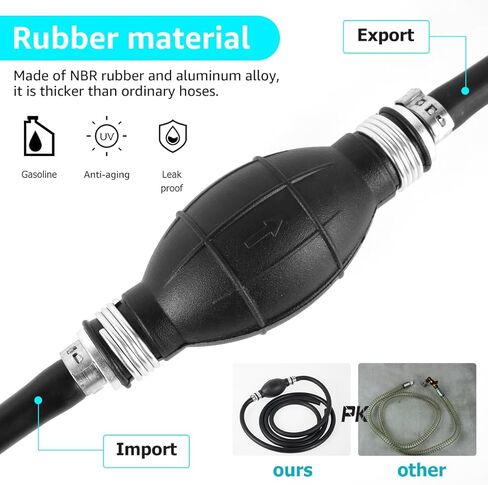 Fuel Transfer Pump Manual Suction Pump Hand Water Transfer with 8mm Soft Hose for Gasoline Diesel Fuel Liquid Water Fish Tank Black in Kuwait