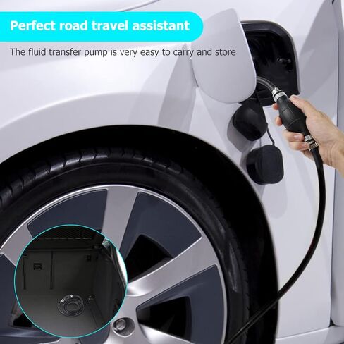 Fuel Transfer Pump Manual Suction Pump Hand Water Transfer with 8mm Soft Hose for Gasoline Diesel Fuel Liquid Water Fish Tank Black in Kuwait