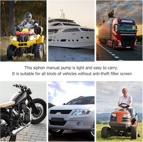 Fuel Transfer Pump Manual Suction Pump Hand Water Transfer with 8mm Soft Hose for Gasoline Diesel Fuel Liquid Water Fish Tank Black in Kuwait