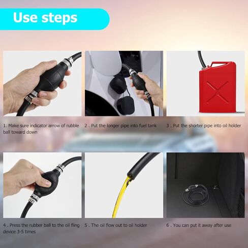 Fuel Transfer Pump Manual Suction Pump Hand Water Transfer with 8mm Soft Hose for Gasoline Diesel Fuel Liquid Water Fish Tank Black in Kuwait
