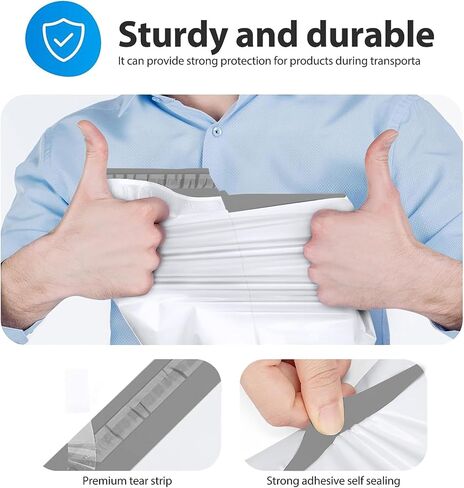 Fuxury Poly Mailers 10x13 Inch 100 Pack,Shipping Bags for Clothing,Strong Adhesive Mailing Envelopes,Heavy Duty Self Seal Plastic Postal Return Package Bags for Books Accessories Business,White in Kuwait