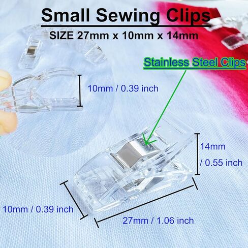 Sewing Clips and Curved Corner Cutter Set, 101 Pieces, 100 Fabric Quilting Clips and 1 Transparent Acrylic Rounded Corner Template Ruler (6"x6") for Sewing, Quilting, Crafts in Kuwait