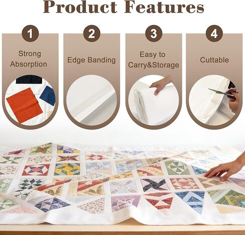 1PCS 107.8 * 61 inch Quilt Design Wall Large Quilt Wall Fabric with Edge Banding for Quilting Sewing Supplies Craft Display,White in Kuwait