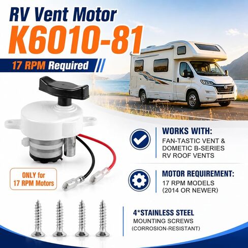 استبدال محرك رفع فتحة السقف K6010-81 RV لسلسلة B Dometic Fan-Tastic، محرك تنفيس 17 دورة في الدقيقة يناسب الطرازات 807350 و803350، يستبدل K6050-81 K6050-80 وAutotrol 200-0535A، غطاء أبيض in Kuwait