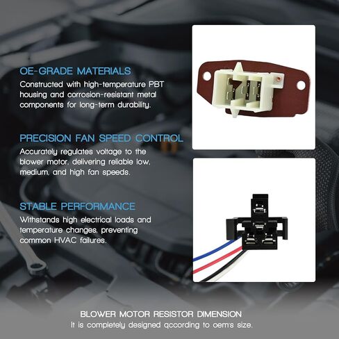 HVAC Blower Motor Resistor with Wire Harness Compatible with Ford F250 350 Super Duty 1999-2007 E-150 250 350 450 1997-2014 Excursion 2000-2005 Econoline 1999-2014 Relpace 4C2Z19A706AA in Kuwait
