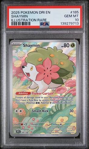 متدرج 2025 PKM DRI EN Shaymin Illustration نادر #185 لعبة بطاقة التداول PSA 10 Gem Mint in Kuwait