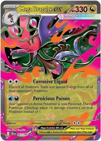 بوكيمون - Mega Dragalge ex 065/086 - Chaos Rising - Double Rare - بطاقة مفردة من رقائق معدنية in Kuwait