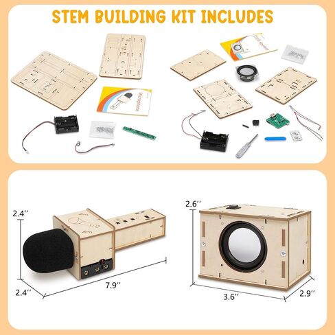 Stem Projects Karaoke Machine Toys for Boys Age 8-12 12-14 Science Kit Building Own Bluetooth Speaker & Microphone DIY Electronics Kit for Kids Kid 9-12 Boy Toys Birthday Gift 8 9 10 11 13 Teen Girl in Kuwait