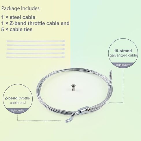 YAMAKATO 1/16 Universal Lawn Mower Throttle Cable Repair Kit with Adjustable Z-Bend Cable End for Brush Cutter Mini Bike Go Kart DIY Lawnmower Cable (1.5mm * 2.5M) in Kuwait