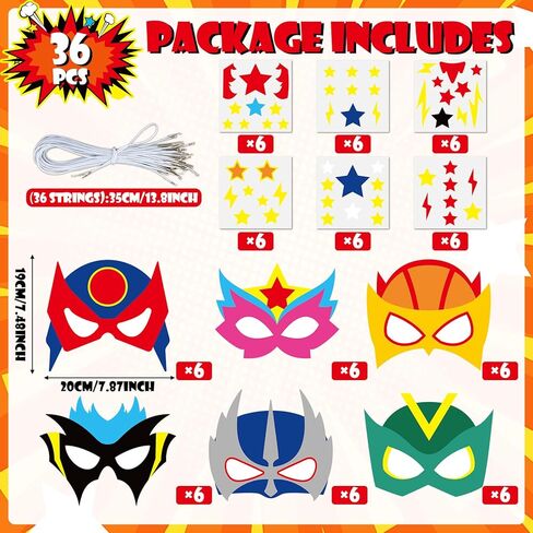 36 Packs Hero Theme Mask Craft Kits Hero Mask Your Own Super Theme Masks Funny DIY Paper Masks Art Craft Colored Paper Helmet Super Party Gifts for Kids for Home Classroom Game Activities Party Favors in Kuwait