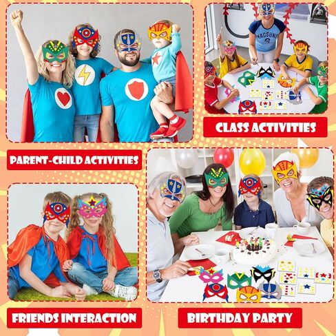 36 Packs Hero Theme Mask Craft Kits Hero Mask Your Own Super Theme Masks Funny DIY Paper Masks Art Craft Colored Paper Helmet Super Party Gifts for Kids for Home Classroom Game Activities Party Favors in Kuwait
