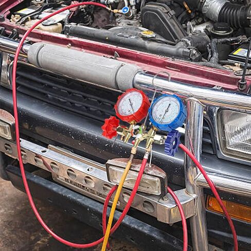 Air Conditioning Diagnostic Manifold Gauge Set with Dual Meters and 3 Color Hoses for R410A R404A R134A R32 in Kuwait
