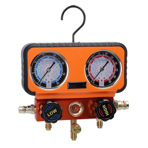Fafeicy AC Manifold Gauge Set, Oil Filled HVAC Gauge with Hoses and Color Coded Connectors for R12 R22 R134 R502 R1234yf, for DIYers and Technicians to Recharge Home and Auto AC in Kuwait