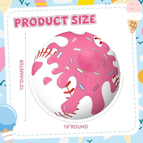 Shappy 6 Pack Ice Cream Drip Inflatable Baseball 16inch Beach Balls Ice Cream Drip Baseball Party Favors for Summer Pool Beach Sports Themed Birthday Party Outdoor Backyard Games in Kuwait
