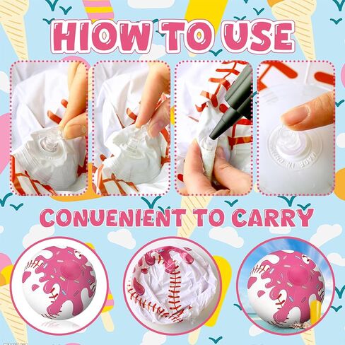 Shappy 6 Pack Ice Cream Drip Inflatable Baseball 16inch Beach Balls Ice Cream Drip Baseball Party Favors for Summer Pool Beach Sports Themed Birthday Party Outdoor Backyard Games in Kuwait