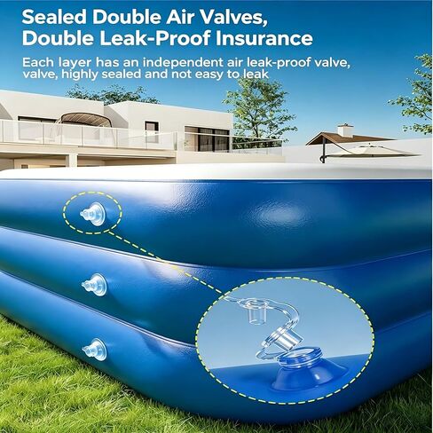 Nuwni 8 FT Inflatable Pool with Water Slide & UV Protection Canopy, 98x55x21 Inch Family Blow Up Pool for Toddlers and Kids, Thickened PVC Kiddie Pool for Backyard Small Space Summer Water Fun in Kuwait