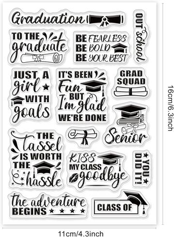 PH PandaHall Decorative Clear Stamps Graduation Silicone Stamp Inspiring Words Plastic Stamps Film Frame Transparent Seal Stamps for Gift Photo Album Card Scrapbook Postcard Decoration in Kuwait