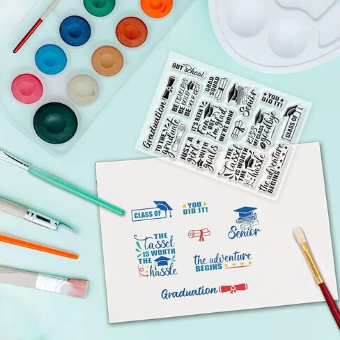 PH PandaHall Decorative Clear Stamps Graduation Silicone Stamp Inspiring Words Plastic Stamps Film Frame Transparent Seal Stamps for Gift Photo Album Card Scrapbook Postcard Decoration in Kuwait