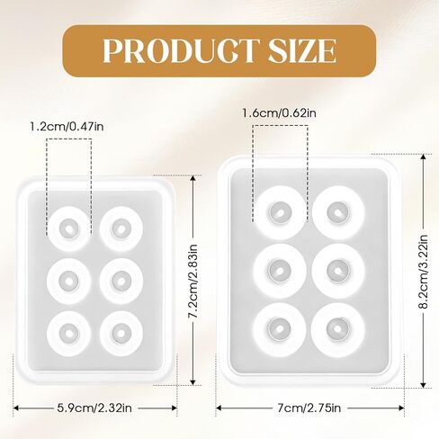 Sphere Silicone Bead Molds with Holes, 2PCS Round Epoxy Resin Molds for Jewelry Making, Polymer Clay, Soap & DIY Crafts, 12mm & 16mm Diameter, Reusable Silicone Molds for Resin Beads in Kuwait