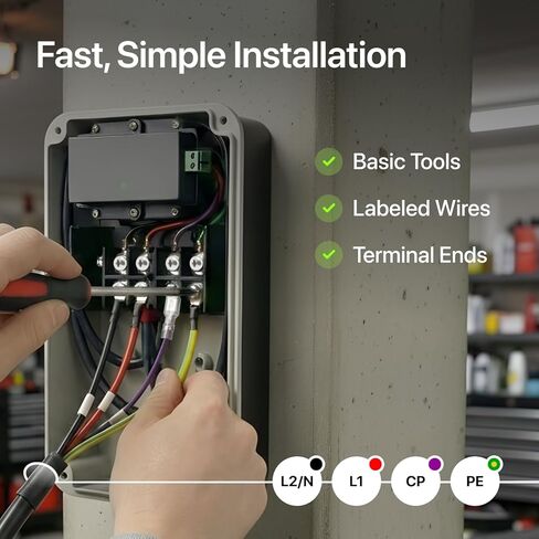كابل استبدال شاحن EV 32A J1772 المستوى 2 - 240 فولت، 20 قدمًا، مدرج في قائمة UL، تصنيف IP67، سترة مرنة شديدة التحمل، نهاية سلك مفتوح، سهل التركيب لمحطات شحن EV in Kuwait
