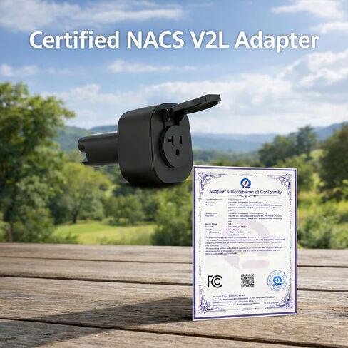 NACS V2L Adapter for 2025+ Hyundai Ioniq 5/6/9, 2026+ Kia EV3/5/6/9, 2025+ Genesis GV60,for Non-Tesla NACS+V2L EVs,20A,Portable & Weather-Resistant,Secure Lock,for Camping,Trip,BBQ,Outdoor,Courtyard in Kuwait