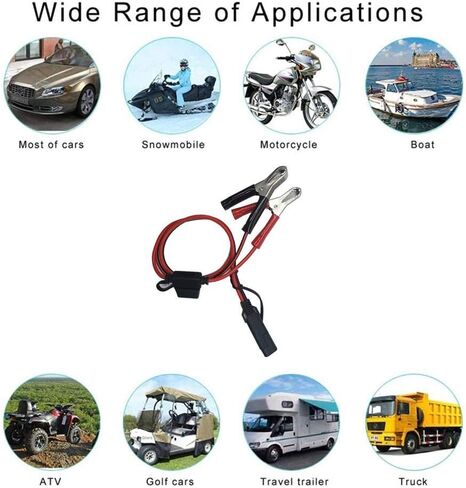 SAE إلى Aligater Clips 2FT شاحن بطارية المشبك تمديد كابل 12V-24V سلك قطع سريع 15A مشبك التمساح لمضخة دراجة نارية بطارية السيارة الألواح الشمسية مع فتيل 15A إضافي in Kuwait