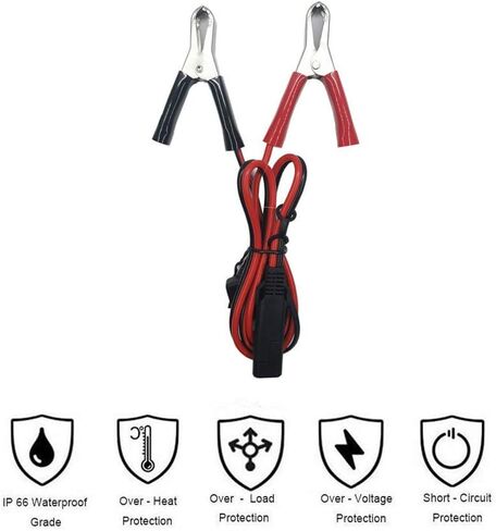 SAE إلى Aligater Clips 2FT شاحن بطارية المشبك تمديد كابل 12V-24V سلك قطع سريع 15A مشبك التمساح لمضخة دراجة نارية بطارية السيارة الألواح الشمسية مع فتيل 15A إضافي in Kuwait